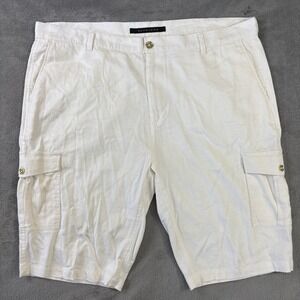 Sean John Shorts Mens 42 Cargo Linen Blend Relax Goldtone Buttons Y2k Bermuda